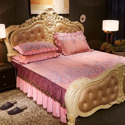 宜凡家纺 2019新款水晶绒印花系列单床裙两边 水晶之恋