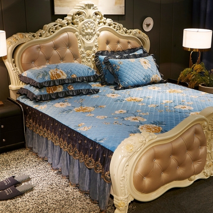 宜凡家纺 2019新款水晶绒印花系列单床裙两边 雅韵