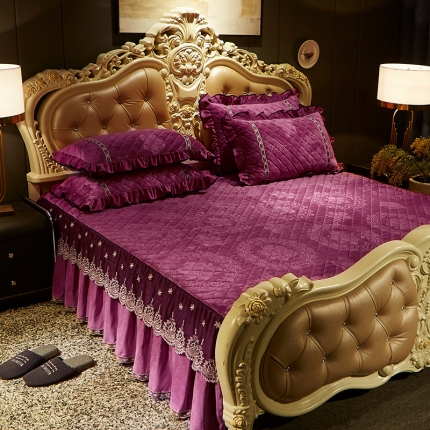 91家纺网 家纺一手货源 找家纺 （总）宜凡家纺 2019新款水晶绒夹棉床裙两边