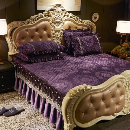 91家纺网 家纺一手货源 找家纺 （总）宜凡家纺 2019新款水晶绒夹棉床裙两边