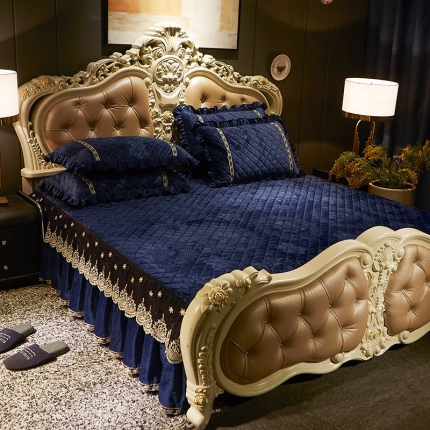 （总）宜凡家纺 2019新款水晶绒夹棉床裙两边