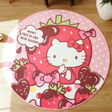 91家纺网 家纺一手货源 找家纺 卡初家居 2018新款正版授权KT圆地垫 长发KT