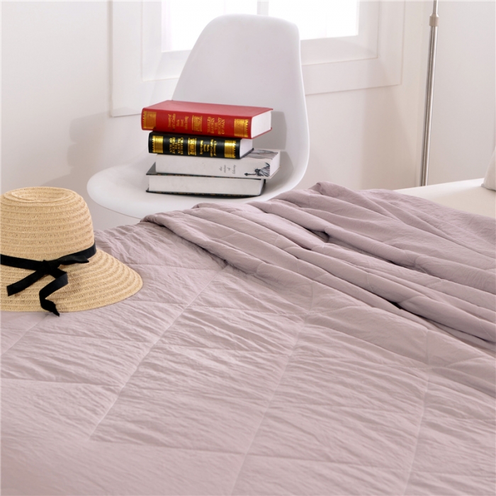 91家纺网 家纺一手货源 找家纺 畅畅家纺 双边荷叶边简约时尚款水洗棉夏被 灰色