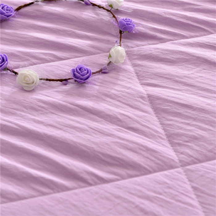 91家纺网 家纺一手货源 找家纺 畅畅家纺 双边荷叶边简约时尚款水洗棉夏被 紫色