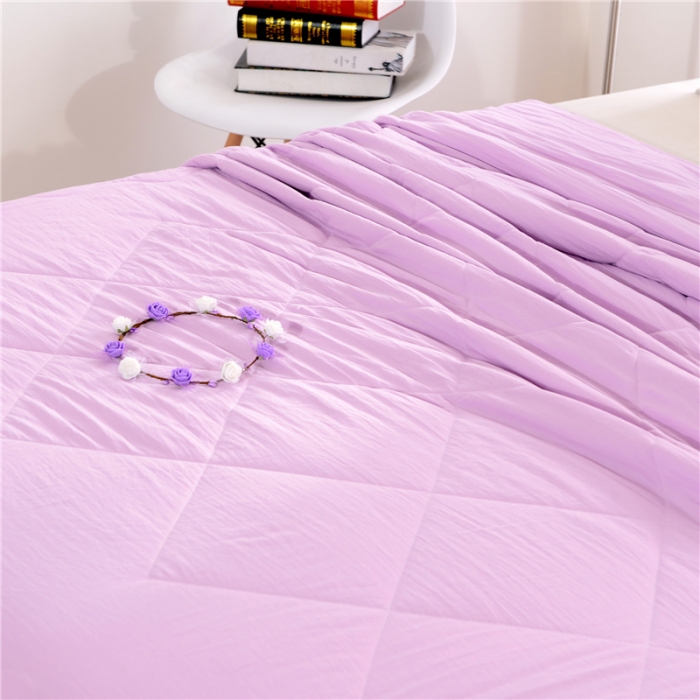 91家纺网 家纺一手货源 找家纺 畅畅家纺 双边荷叶边简约时尚款水洗棉夏被 紫色