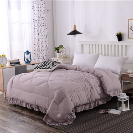 91家纺网 家纺一手货源 找家纺 （总）畅畅家纺 简约时尚双层荷叶边纯色水洗棉冬被