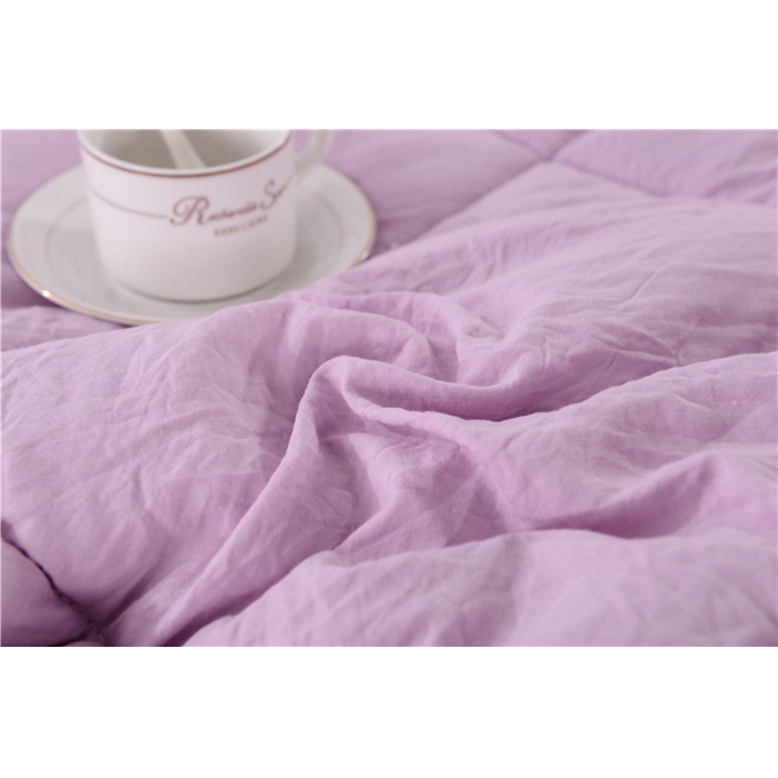 91家纺网 家纺一手货源 找家纺 畅畅家纺 简约时尚双层荷叶边纯色水洗棉冬被   紫色