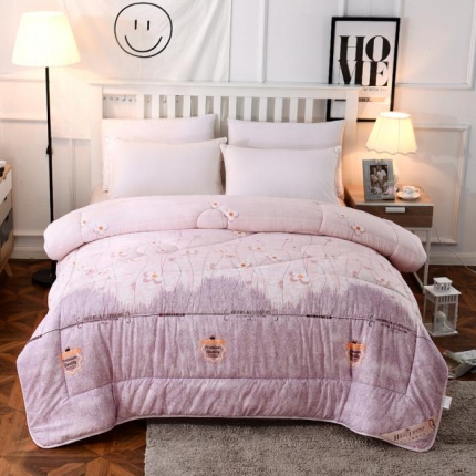畅畅家纺 亲肤绒磨毛羽丝绒冬被花满魁-紫