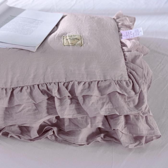 91家纺网 家纺一手货源 找家纺 畅畅家纺 双层荷叶边水洗棉夏被空调被夏凉被可搭配四件套灰色