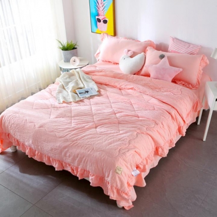 91家纺网 家纺一手货源 找家纺 （总）畅畅家纺 双层荷叶边水洗棉夏被空调被夏凉被可搭配四件套