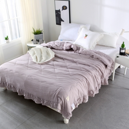 91家纺网 家纺一手货源 找家纺 （总）畅畅家纺 双层荷叶边水洗棉夏被空调被夏凉被可搭配四件套