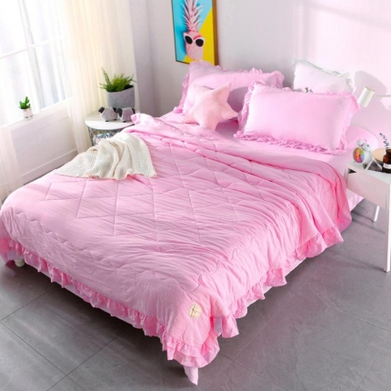 91家纺网 家纺一手货源 找家纺 （总）畅畅家纺 双层荷叶边水洗棉夏被空调被夏凉被可搭配四件套