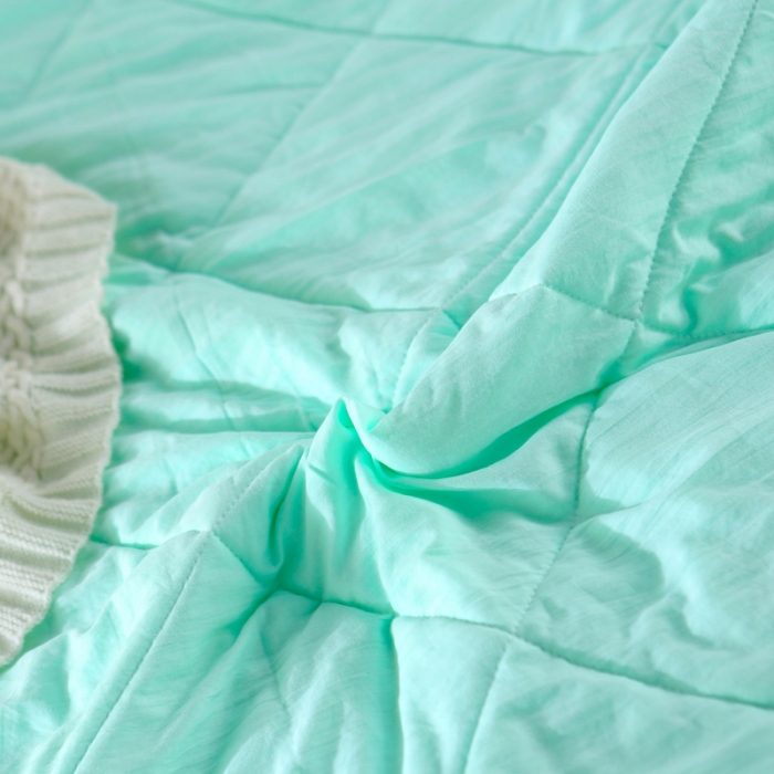 91家纺网 家纺一手货源 找家纺 畅畅家纺 双层荷叶边水洗棉夏被空调被夏凉被可搭配四件套水绿