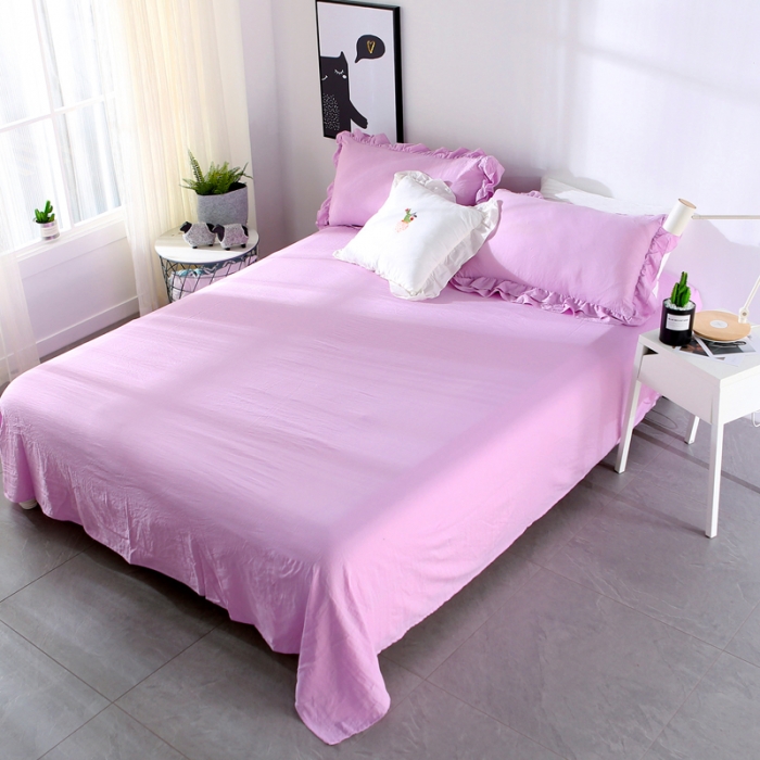 91家纺网 家纺一手货源 找家纺 畅畅家纺 双层荷叶边水洗棉夏被空调被夏凉被可搭配四件套紫色