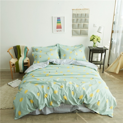 91家纺网 家纺一手货源 找家纺 棉眠 13372全棉四件套床单款柠檬很萌