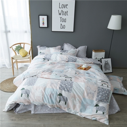 91家纺网 家纺一手货源 找家纺 （总）棉眠 13372全棉四件套床笠款