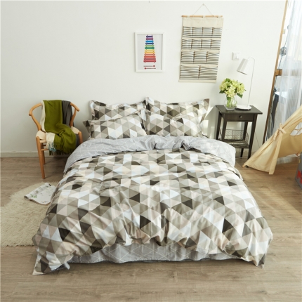 91家纺网 家纺一手货源 找家纺 棉眠 13372全棉四件套床单款苏格兰曲