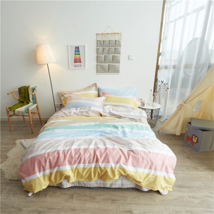 91家纺网 家纺一手货源 找家纺 棉眠 13372全棉四件套床单款初妆花蕾