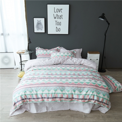 91家纺网 家纺一手货源 找家纺 棉眠 13372全棉四件套床单款波尔冬晨曲