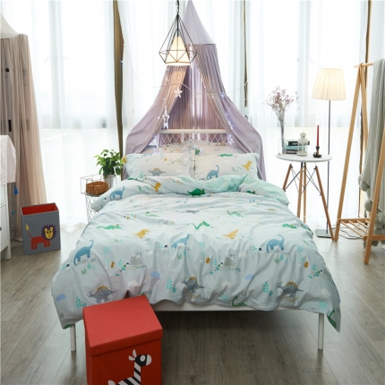 91家纺网 家纺一手货源 找家纺 棉眠 13372全棉四件套床单款侏罗纪公园