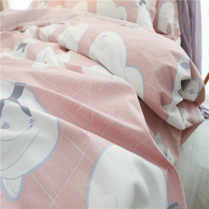 91家纺网 家纺一手货源 找家纺 棉眠 13372全棉四件套床单款安妮-粉