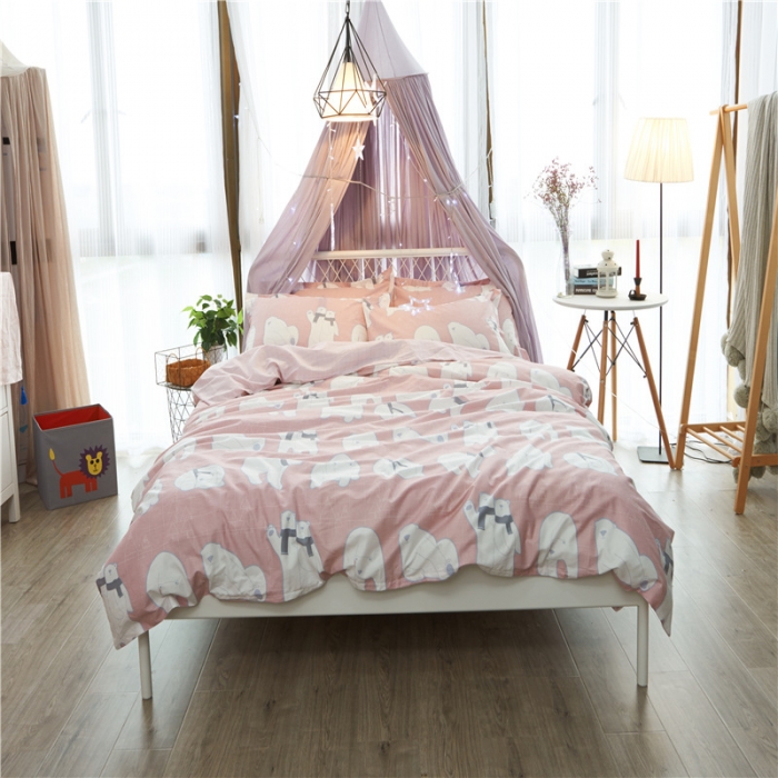 91家纺网 家纺一手货源 找家纺 棉眠 13372全棉四件套床单款安妮-粉