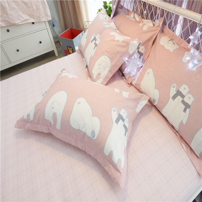 91家纺网 家纺一手货源 找家纺 棉眠 13372全棉四件套床单款安妮-粉