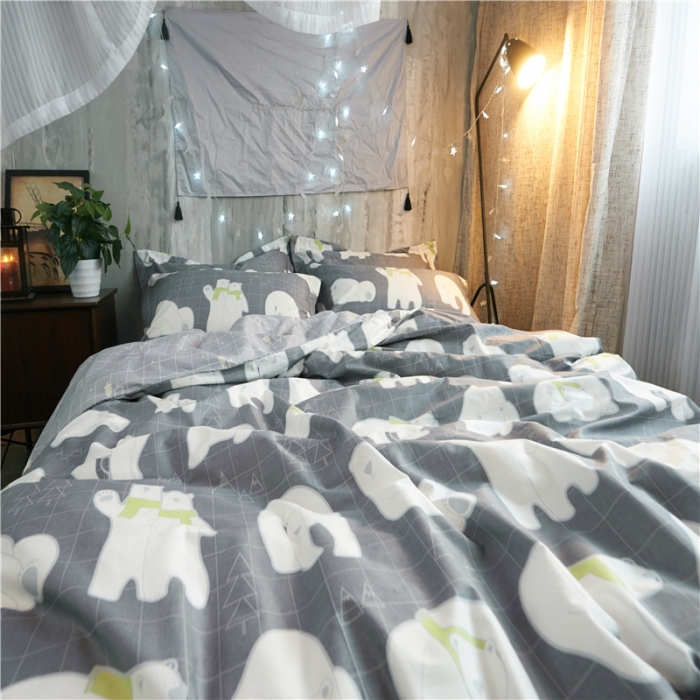91家纺网 家纺一手货源 找家纺 棉眠 13372全棉四件套床单款安妮-灰