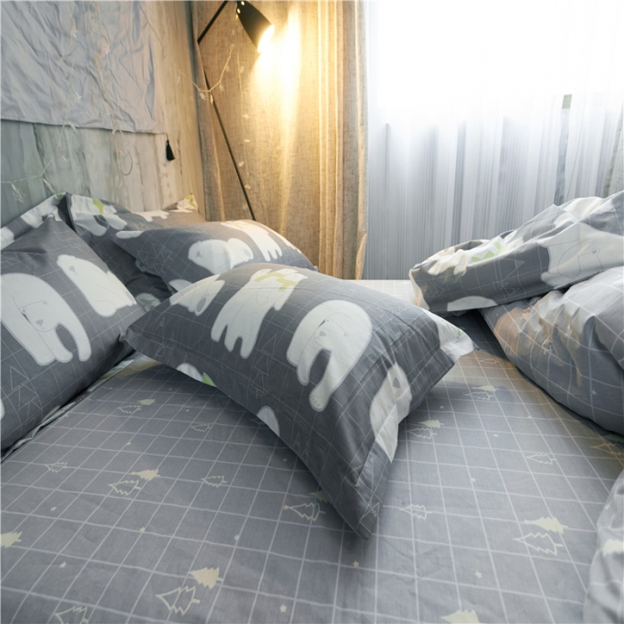 91家纺网 家纺一手货源 找家纺 棉眠 13372全棉四件套床单款安妮-灰