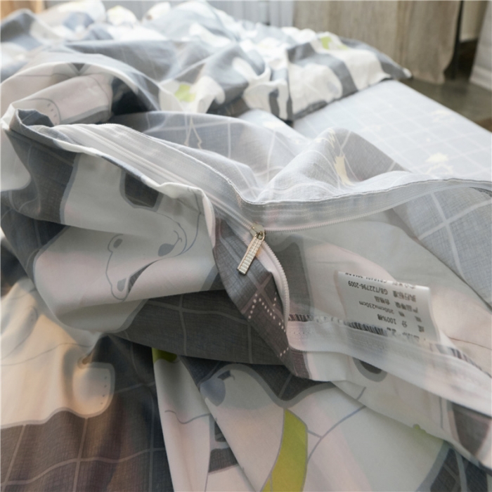 91家纺网 家纺一手货源 找家纺 棉眠 13372全棉四件套床单款安妮-灰