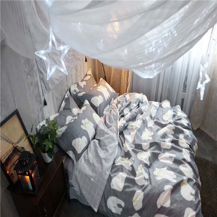 91家纺网 家纺一手货源 找家纺 棉眠 13372全棉四件套床单款安妮-灰