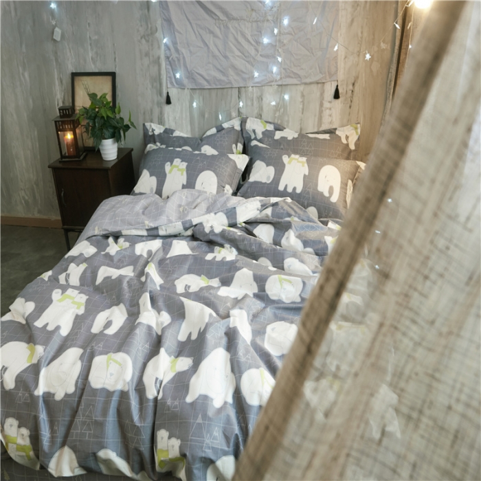 91家纺网 家纺一手货源 找家纺 棉眠 13372全棉四件套床单款安妮-灰