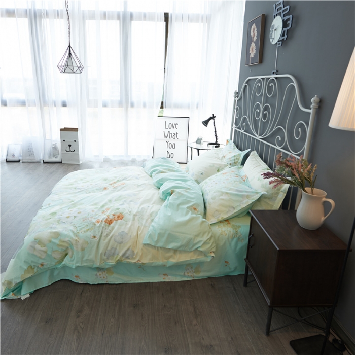 91家纺网 家纺一手货源 找家纺 棉眠 13372全棉四件套床单款美人如玉