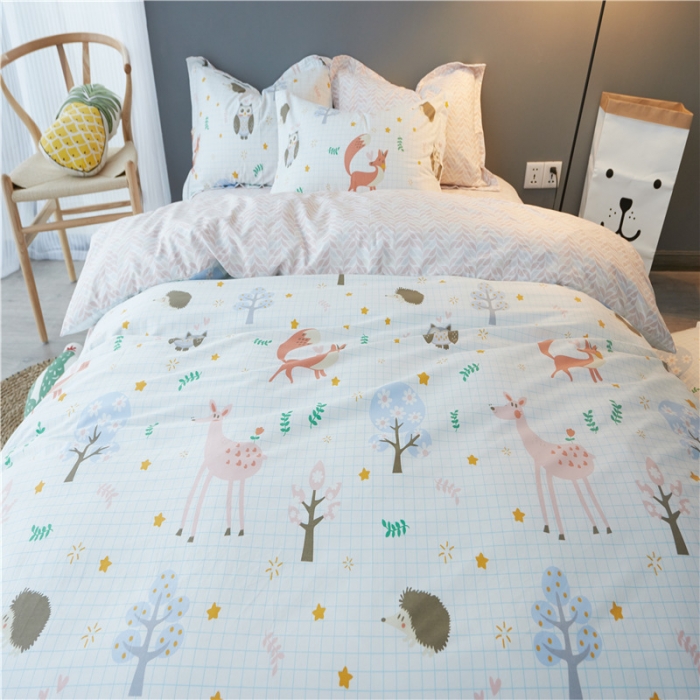 91家纺网 家纺一手货源 找家纺 棉眠 13372全棉四件套床单款萌宠世界