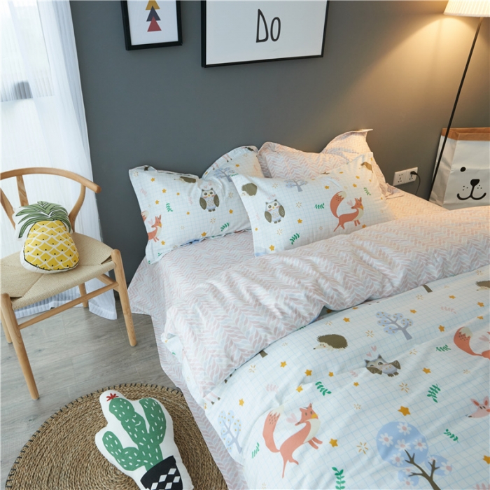 91家纺网 家纺一手货源 找家纺 棉眠 13372全棉四件套床单款萌宠世界