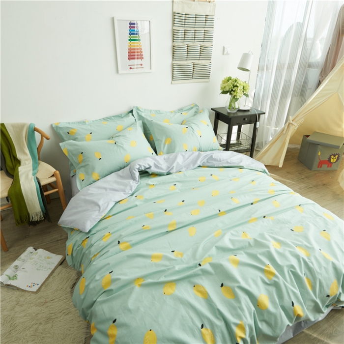 91家纺网 家纺一手货源 找家纺 棉眠 13372全棉四件套床单款柠檬很萌