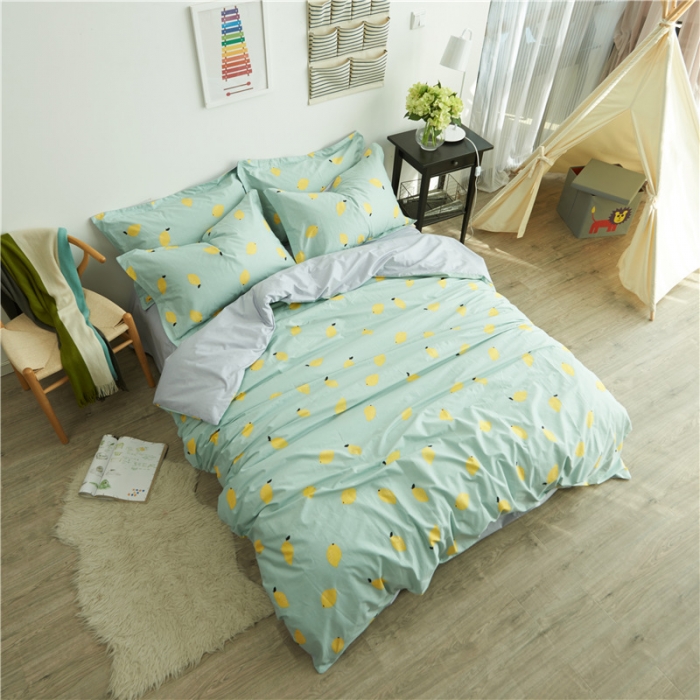 91家纺网 家纺一手货源 找家纺 棉眠 13372全棉四件套床单款柠檬很萌