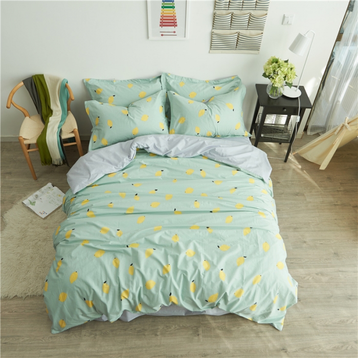 91家纺网 家纺一手货源 找家纺 棉眠 13372全棉四件套床单款柠檬很萌