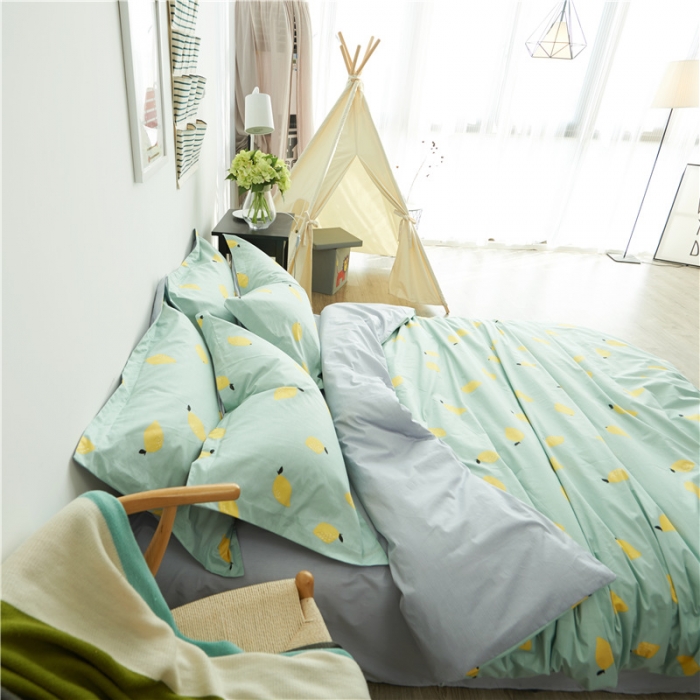 91家纺网 家纺一手货源 找家纺 棉眠 13372全棉四件套床单款柠檬很萌