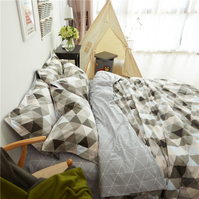 91家纺网 家纺一手货源 找家纺 棉眠 13372全棉四件套床单款苏格兰曲