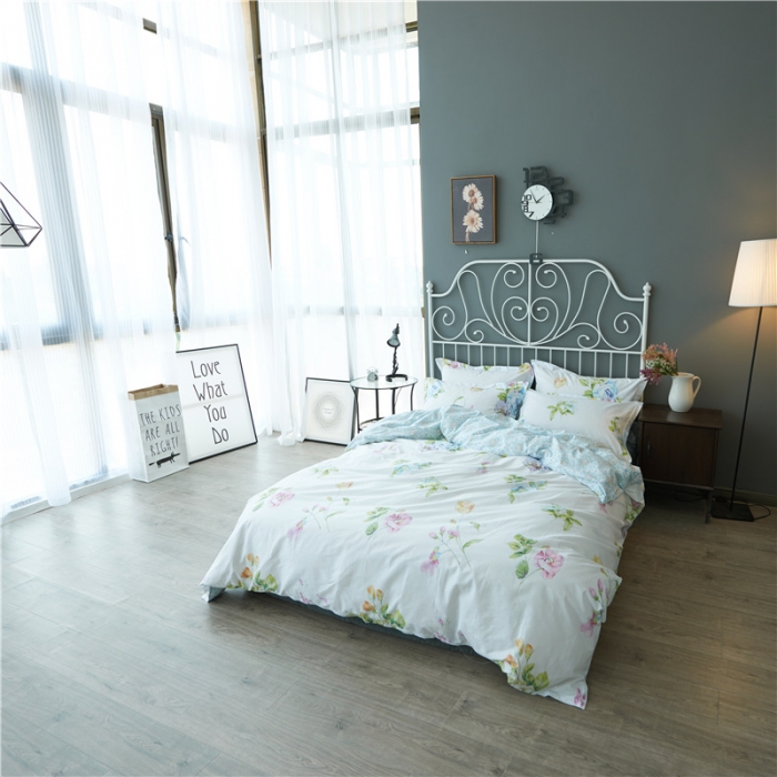 91家纺网 家纺一手货源 找家纺 棉眠 13372全棉四件套床单款甜美花季甜美花季