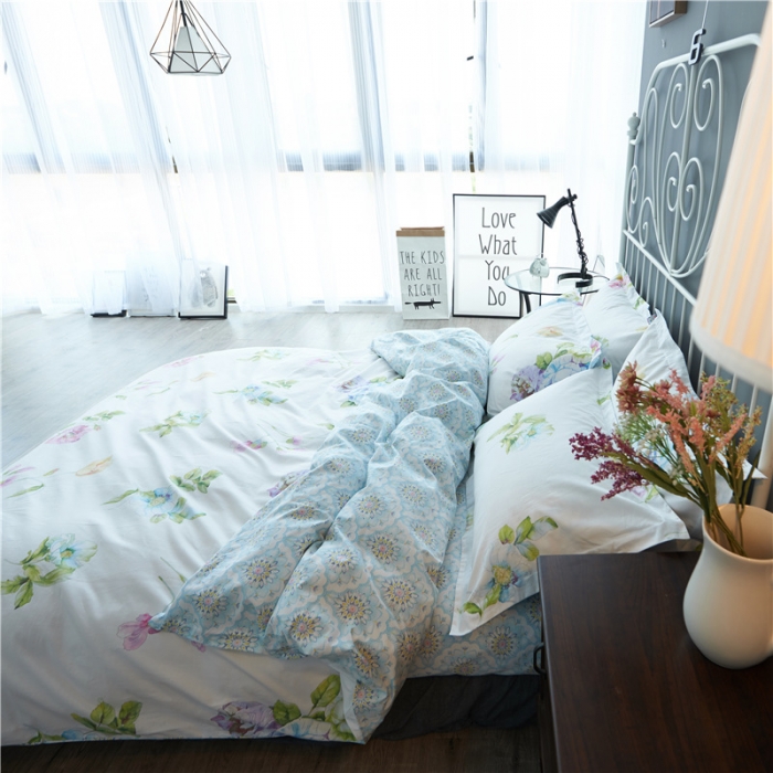 91家纺网 家纺一手货源 找家纺 棉眠 13372全棉四件套床单款甜美花季甜美花季