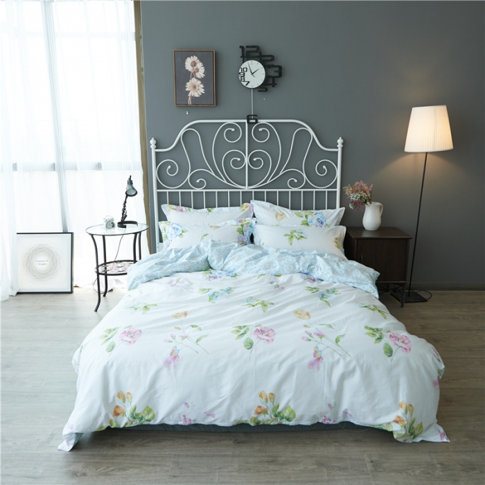 91家纺网 家纺一手货源 找家纺 棉眠 13372全棉四件套床单款甜美花季甜美花季