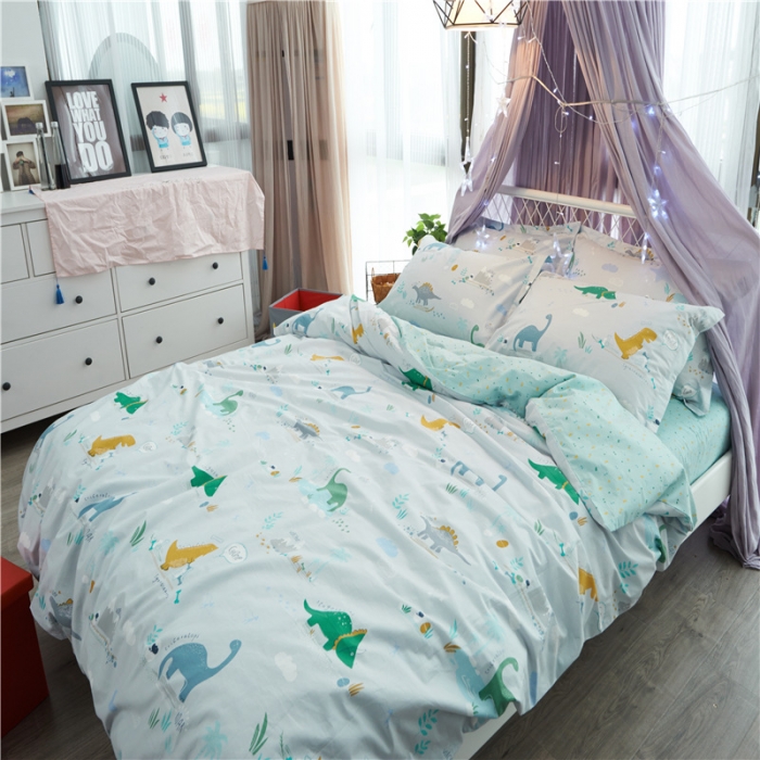 91家纺网 家纺一手货源 找家纺 棉眠 13372全棉四件套床单款侏罗纪公园