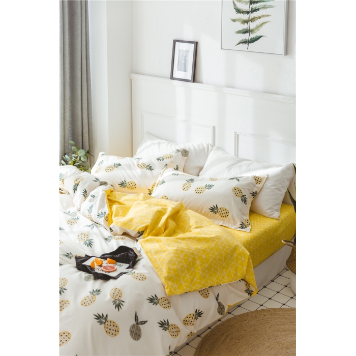 91家纺网 家纺一手货源 找家纺 棉眠 童话13372系列四件套床单款大菠萝