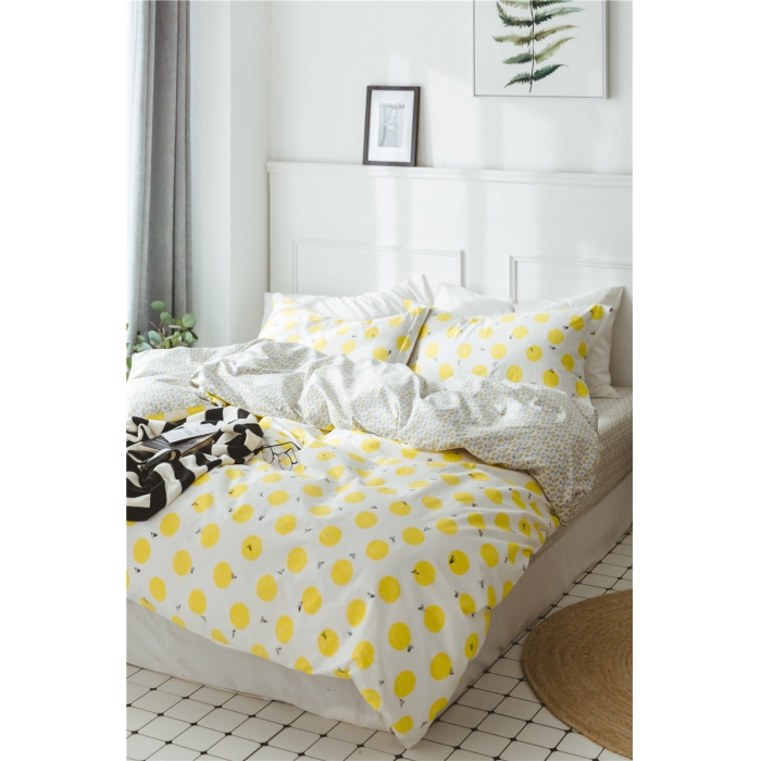 91家纺网 家纺一手货源 找家纺 棉眠 童话13372系列四件套床单款柠檬黄