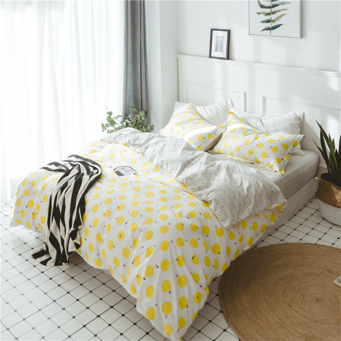 91家纺网 家纺一手货源 找家纺 棉眠 童话13372系列四件套床单款柠檬黄