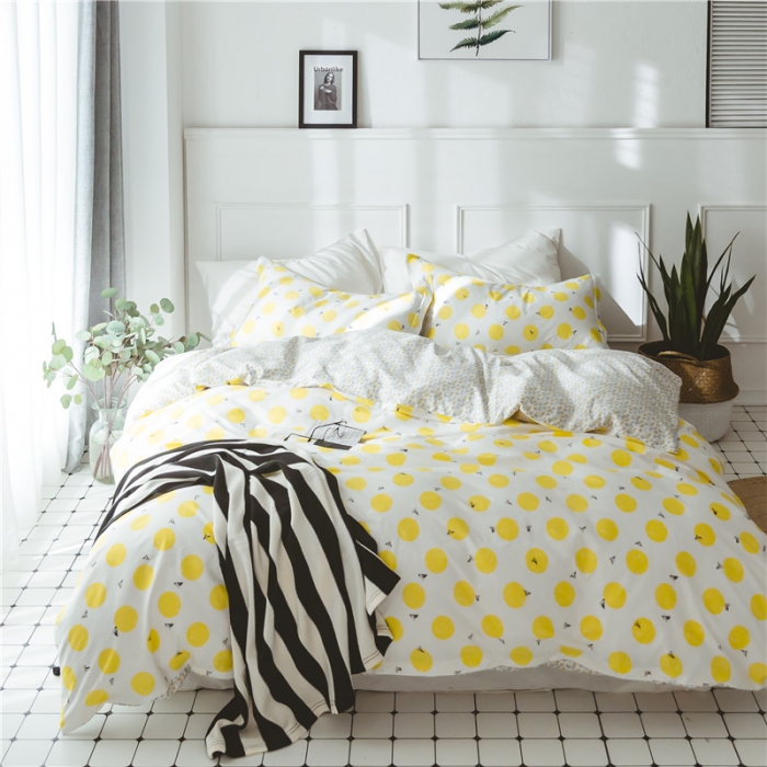 91家纺网 家纺一手货源 找家纺 棉眠 童话13372系列四件套床单款柠檬黄