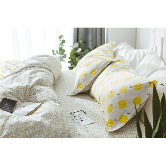 91家纺网 家纺一手货源 找家纺 棉眠 童话13372系列四件套床单款柠檬黄