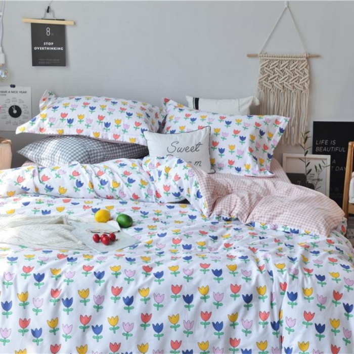 91家纺网 家纺一手货源 找家纺 棉眠 2018夏季新品四件套 春田花花